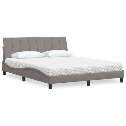 Bed Met Matras Stof 160 x 200 cm Taupe