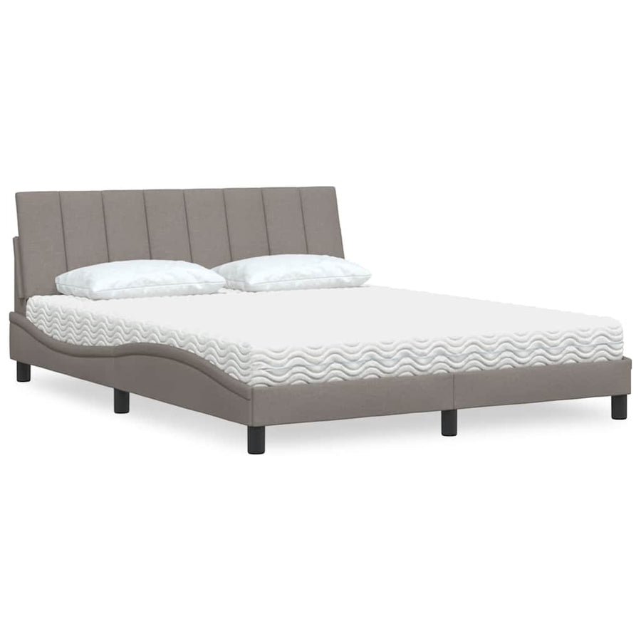 Bed Met Matras Stof 160 x 200 cm Taupe