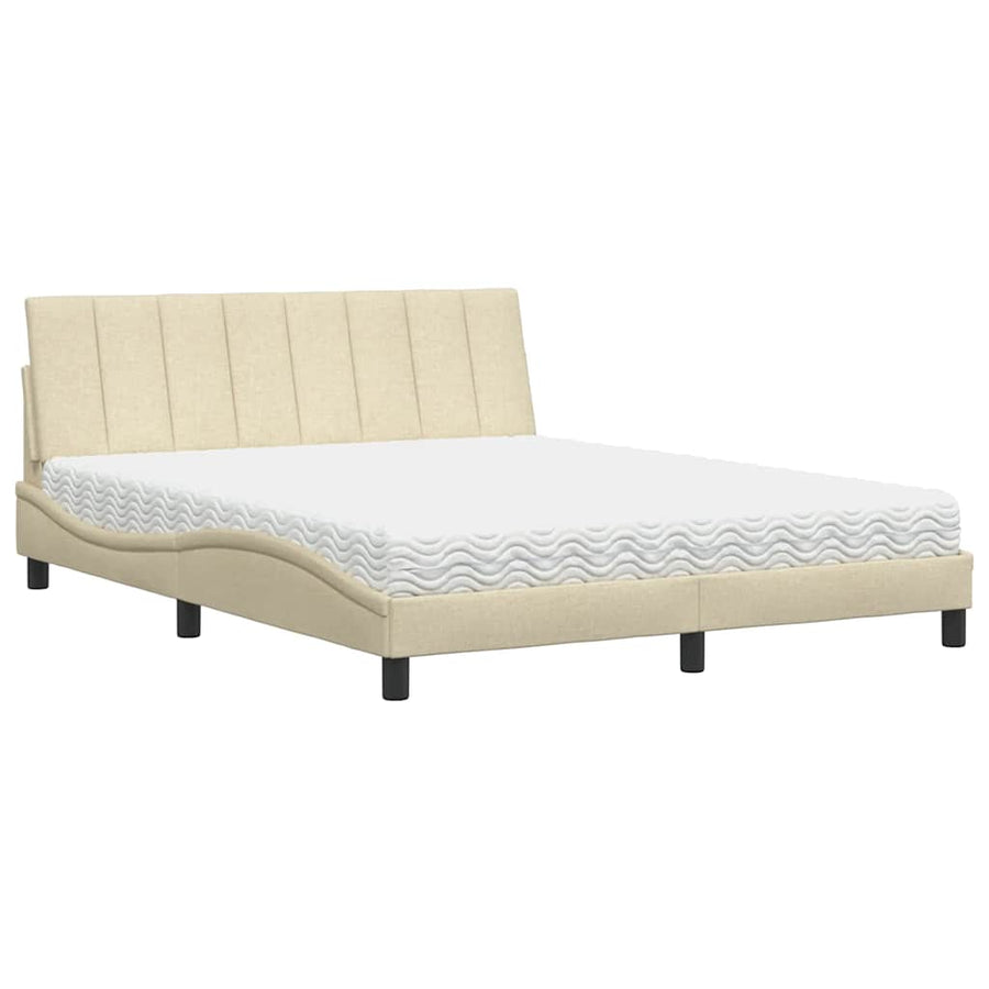 Bed met matras "Hanko" stof crèmekleurig 160x200 cm
