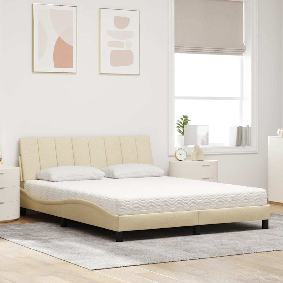 Bed met matras "Hanko" stof crèmekleurig 160x200 cm