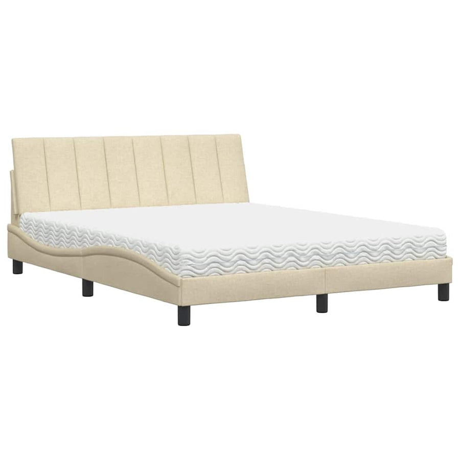 Bed met matras "Hanko" stof crèmekleurig 160x200 cm