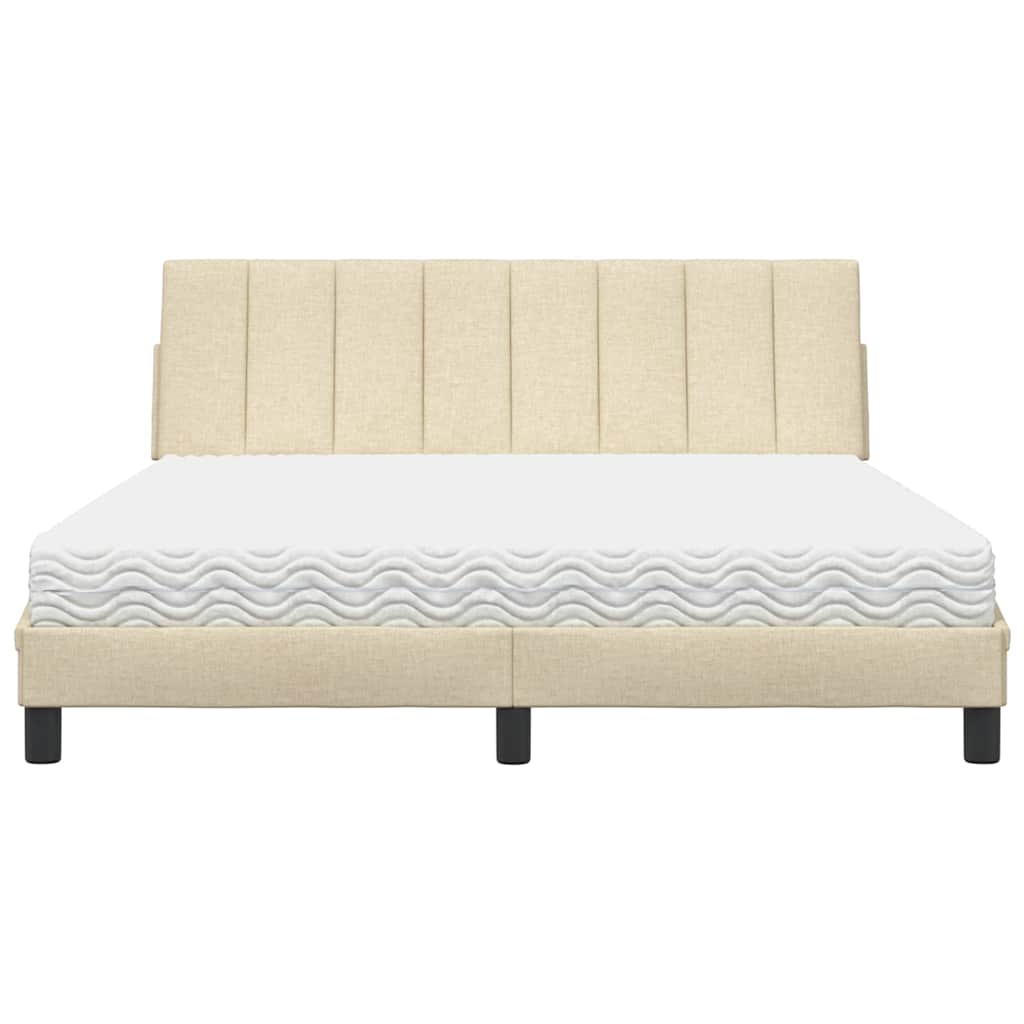 Bed met matras "Hanko" stof crèmekleurig 160x200 cm
