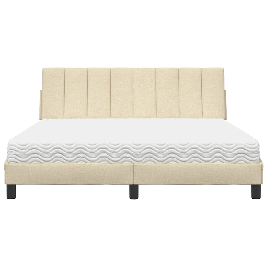 Bed met matras "Hanko" stof crèmekleurig 160x200 cm