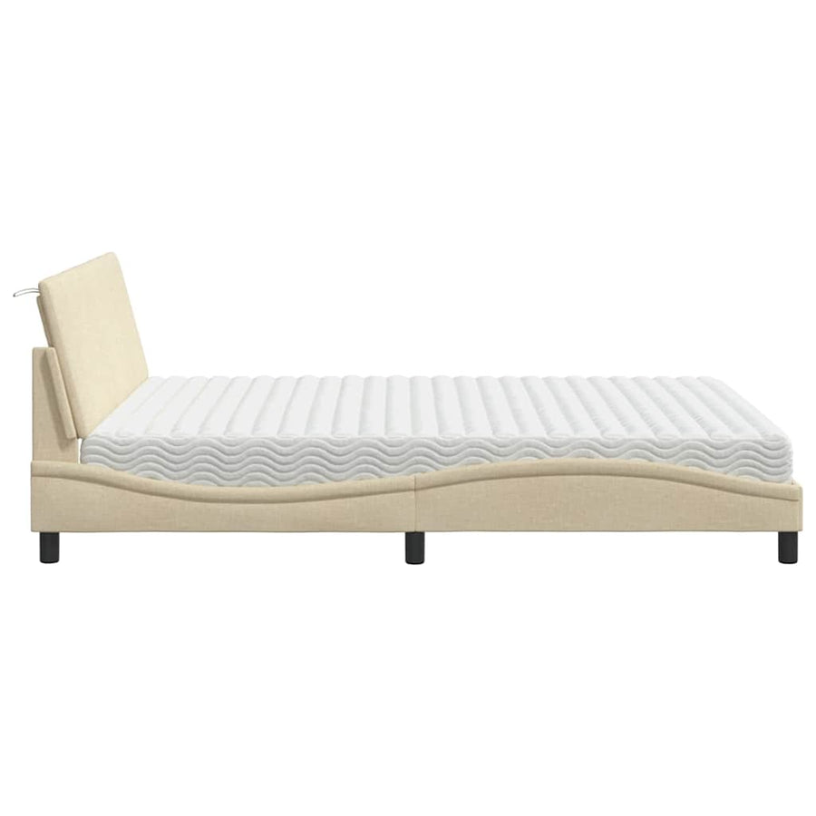 Bed met matras "Hanko" stof crèmekleurig 160x200 cm