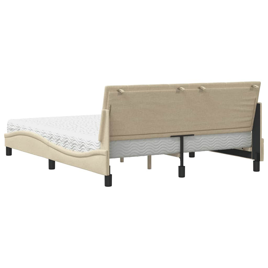 Bed met matras "Hanko" stof crèmekleurig 160x200 cm