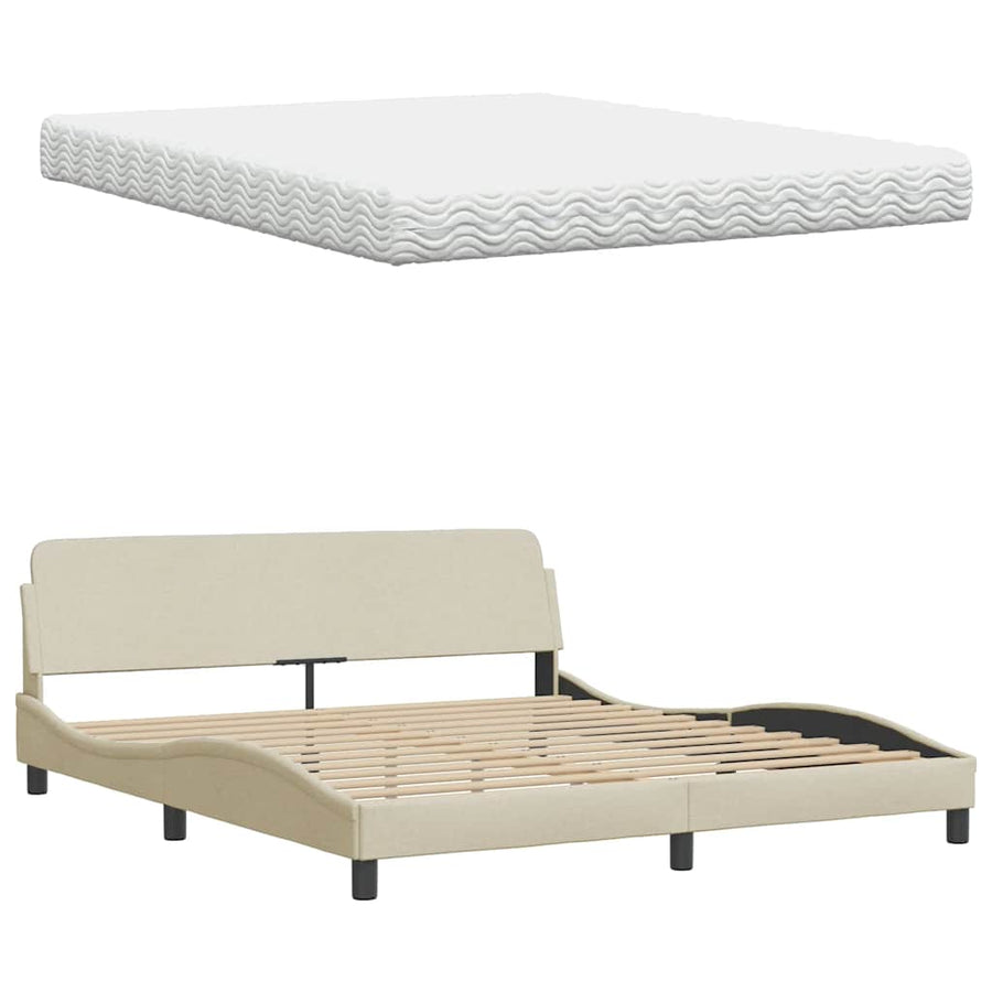 Bed met matras "Hanko" stof crèmekleurig 160x200 cm