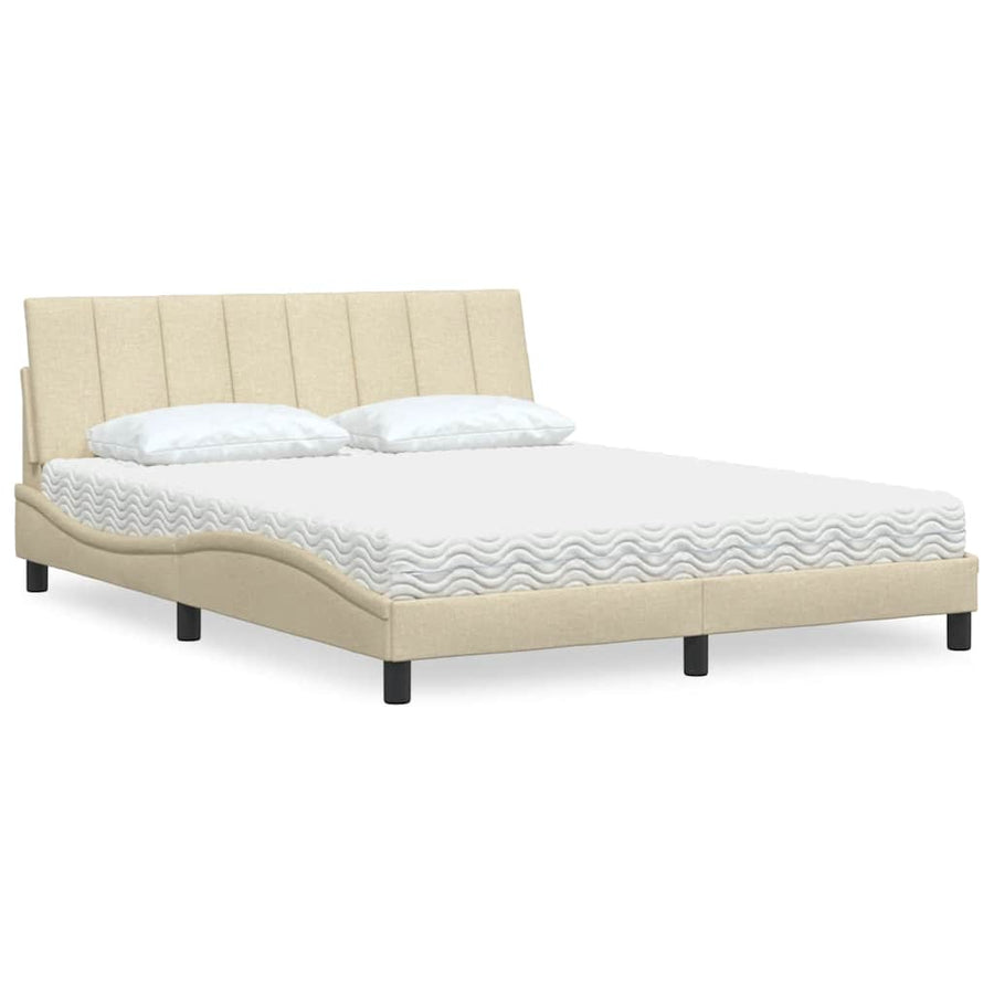 Bed met matras "Hanko" stof crèmekleurig 160x200 cm