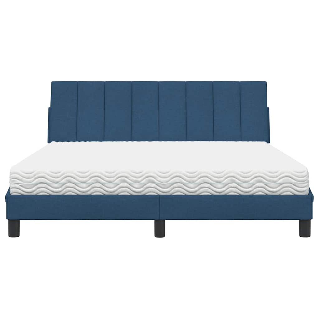 Bed Met Matras Stof 160 x 200 cm Blauw