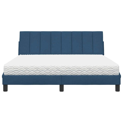 Bed Met Matras Stof 160 x 200 cm Blauw
