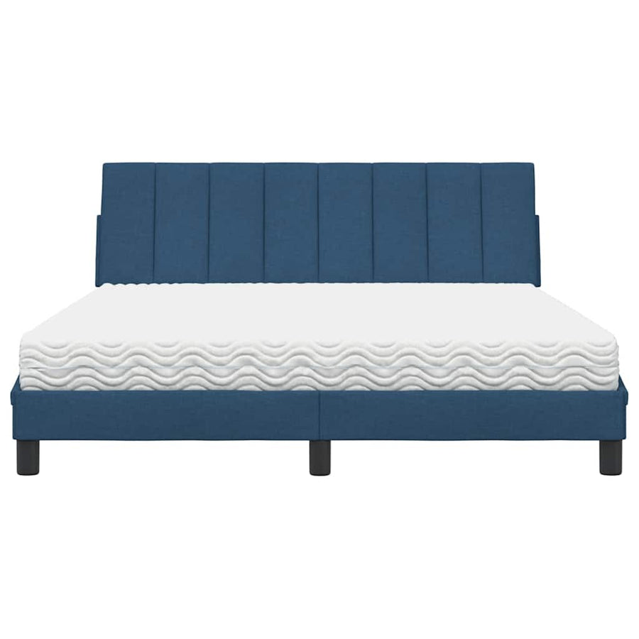 Bed Met Matras Stof 160 x 200 cm Blauw
