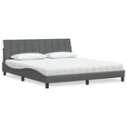 Bed with mattress "Hanko" fabric dark grey 180x200 cm