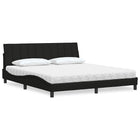 Bed with mattress "Hanko" fabric black 180x200 cm