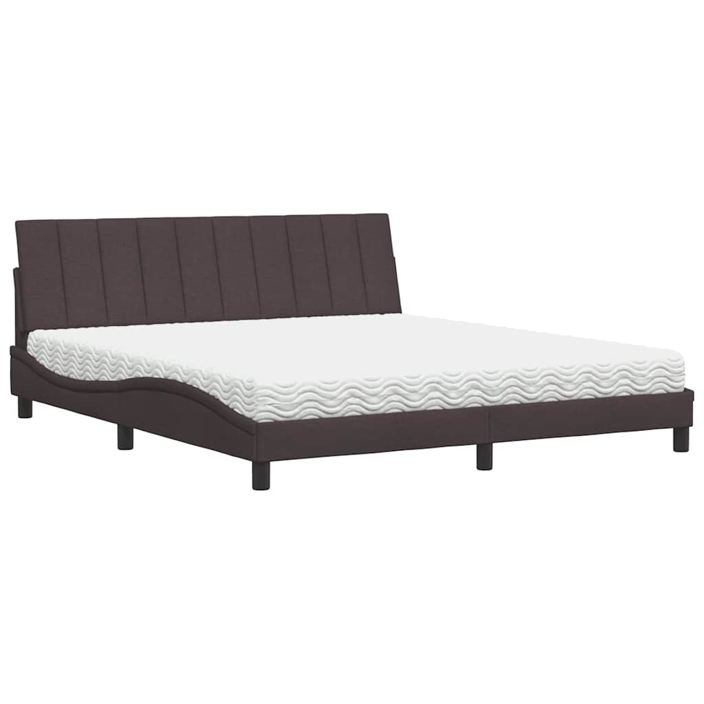 Bed met matras "Hanko" stof donkerbruin 180x200 cm