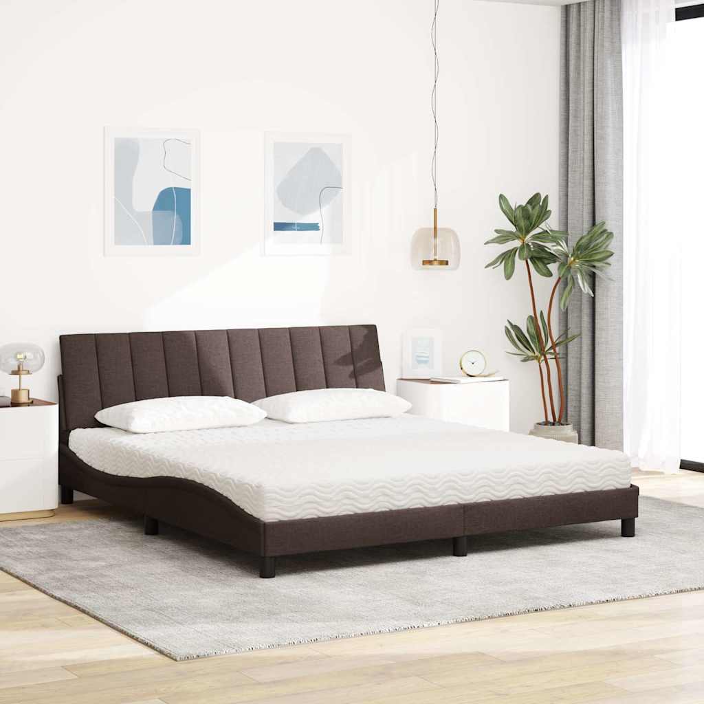 Bed met matras "Hanko" stof donkerbruin 180x200 cm