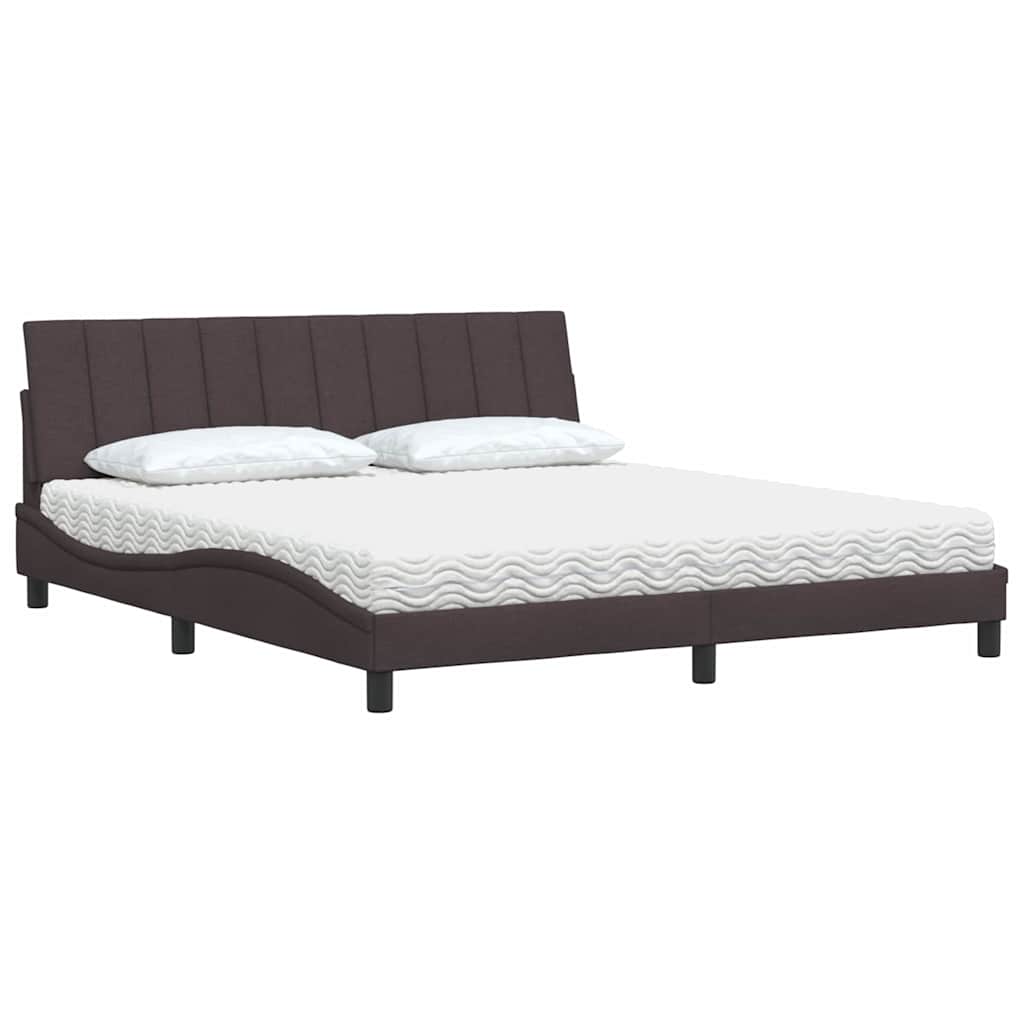 Bed met matras "Hanko" stof donkerbruin 180x200 cm