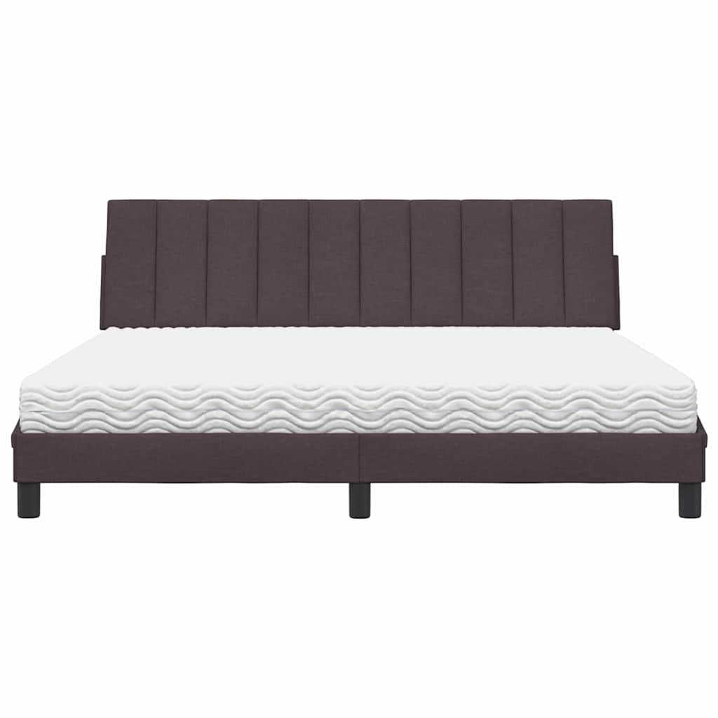 Bed met matras "Hanko" stof donkerbruin 180x200 cm