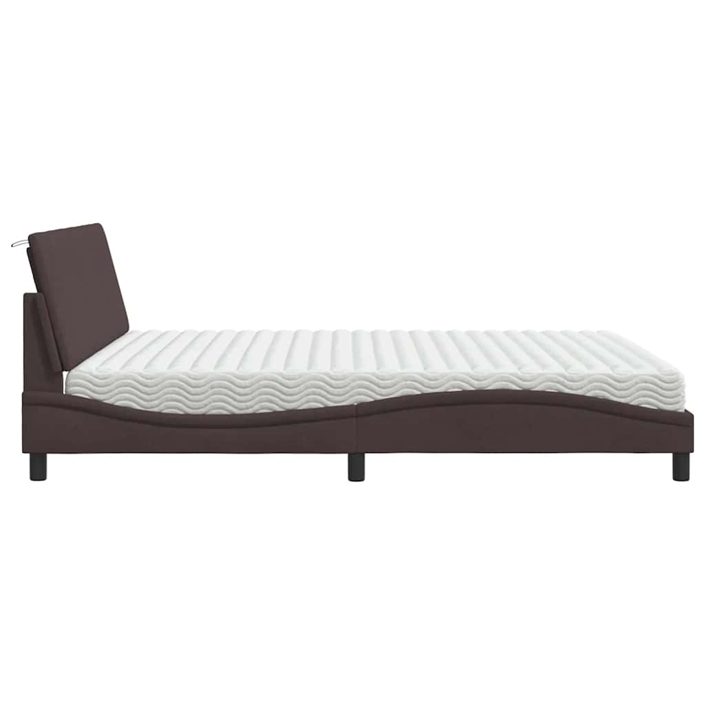 Bed met matras "Hanko" stof donkerbruin 180x200 cm