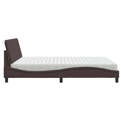 Bed met matras "Hanko" stof donkerbruin 180x200 cm