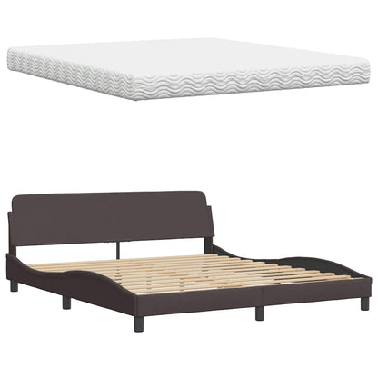 Bed met matras "Hanko" stof donkerbruin 180x200 cm