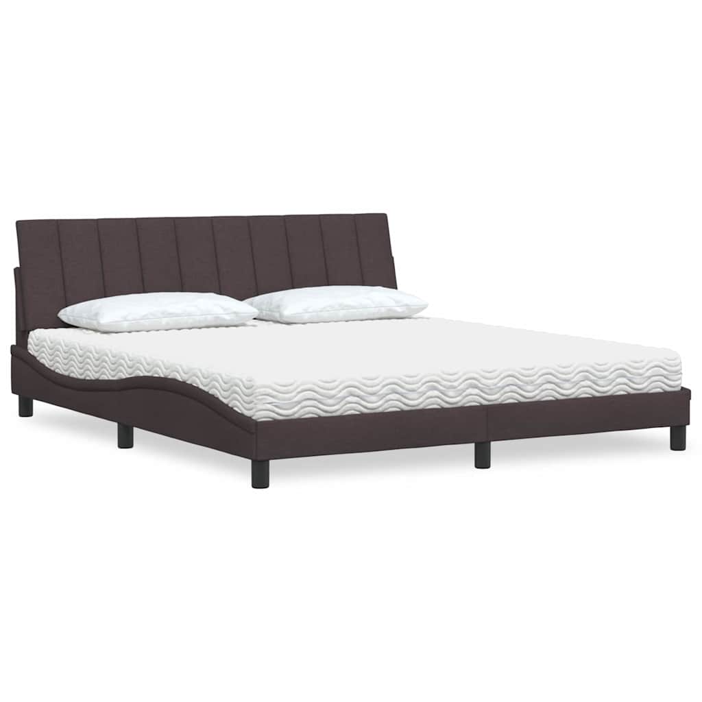 Bed met matras "Hanko" stof donkerbruin 180x200 cm