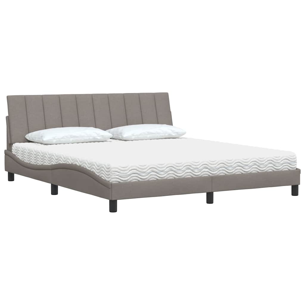 Bed Met Matras Stof 180 x 200 cm Taupe