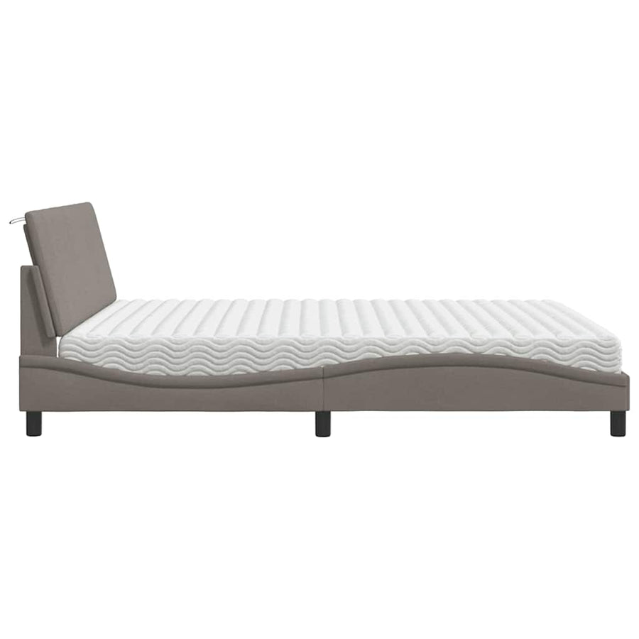 Bed Met Matras Stof 180 x 200 cm Taupe