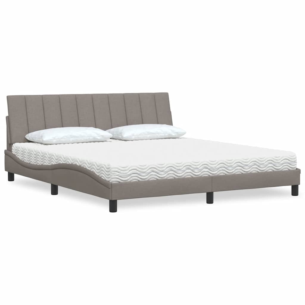 Bed Met Matras Stof 180 x 200 cm Taupe
