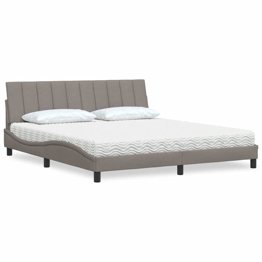 Bed Met Matras Stof 180 x 200 cm Taupe