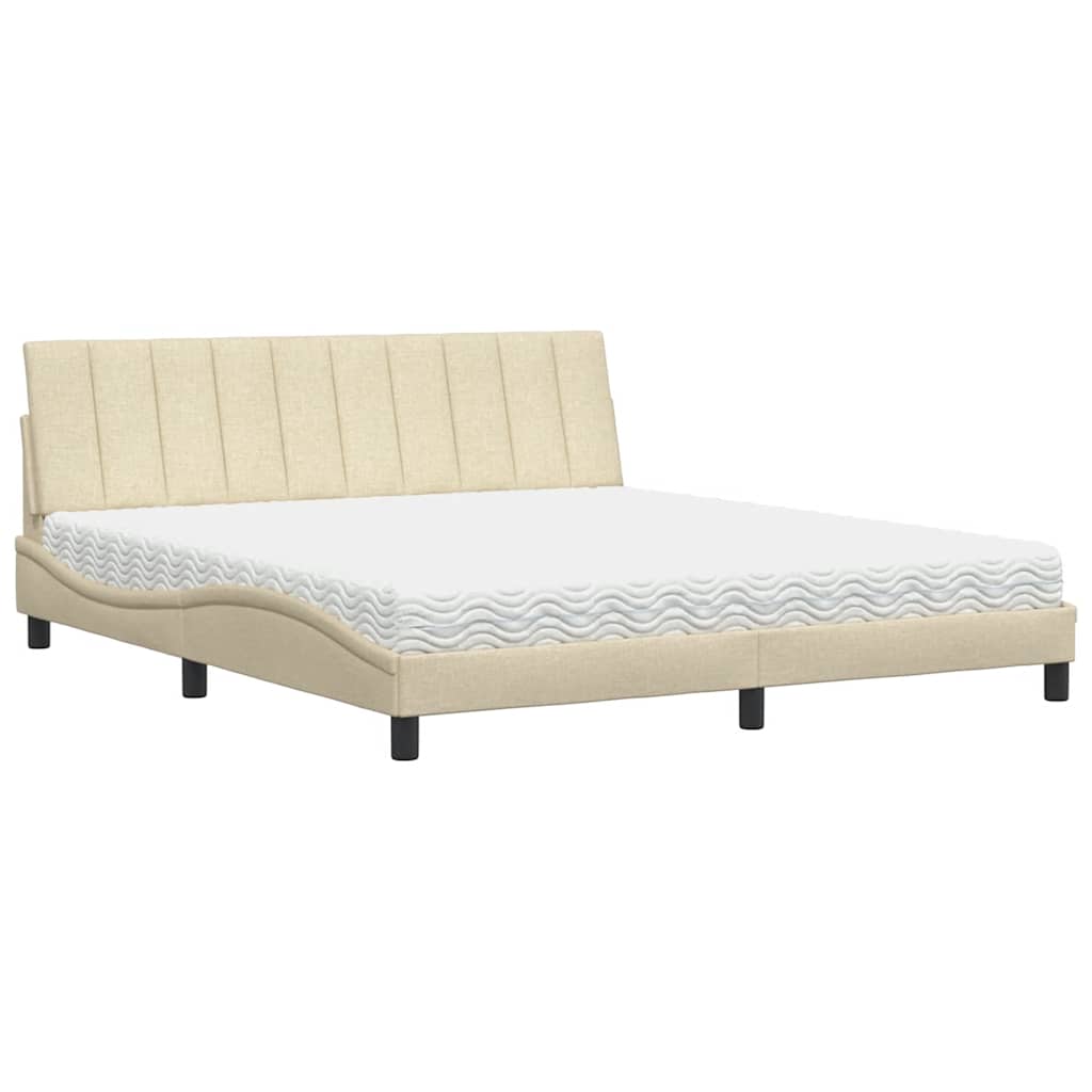 Bed Met Matras Stof Kleurig 180 x 200 cm Crème