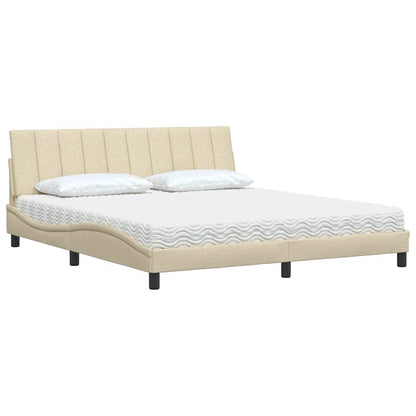 Bed Met Matras Stof Kleurig 180 x 200 cm Crème