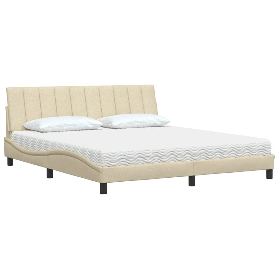 Bed Met Matras Stof Kleurig 180 x 200 cm Crème