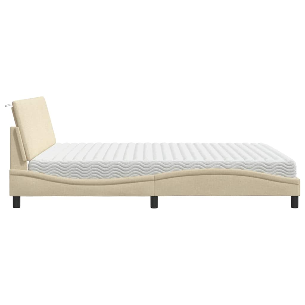 Bed Met Matras Stof Kleurig 180 x 200 cm Crème