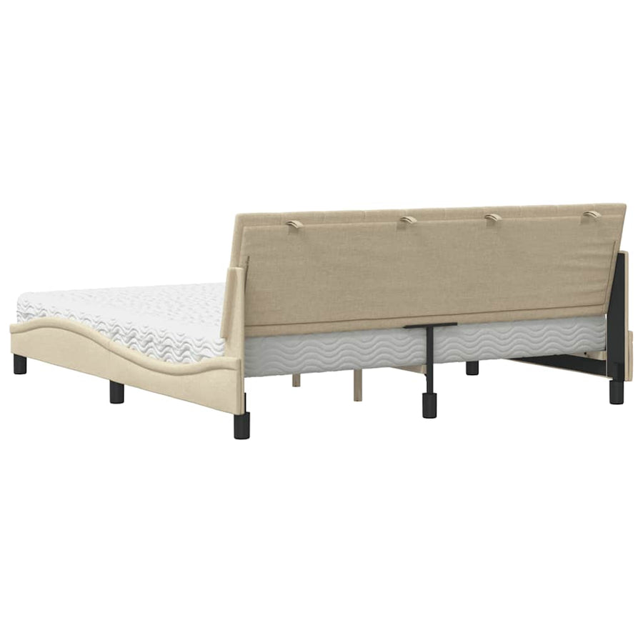 Bed Met Matras Stof Kleurig 180 x 200 cm Crème