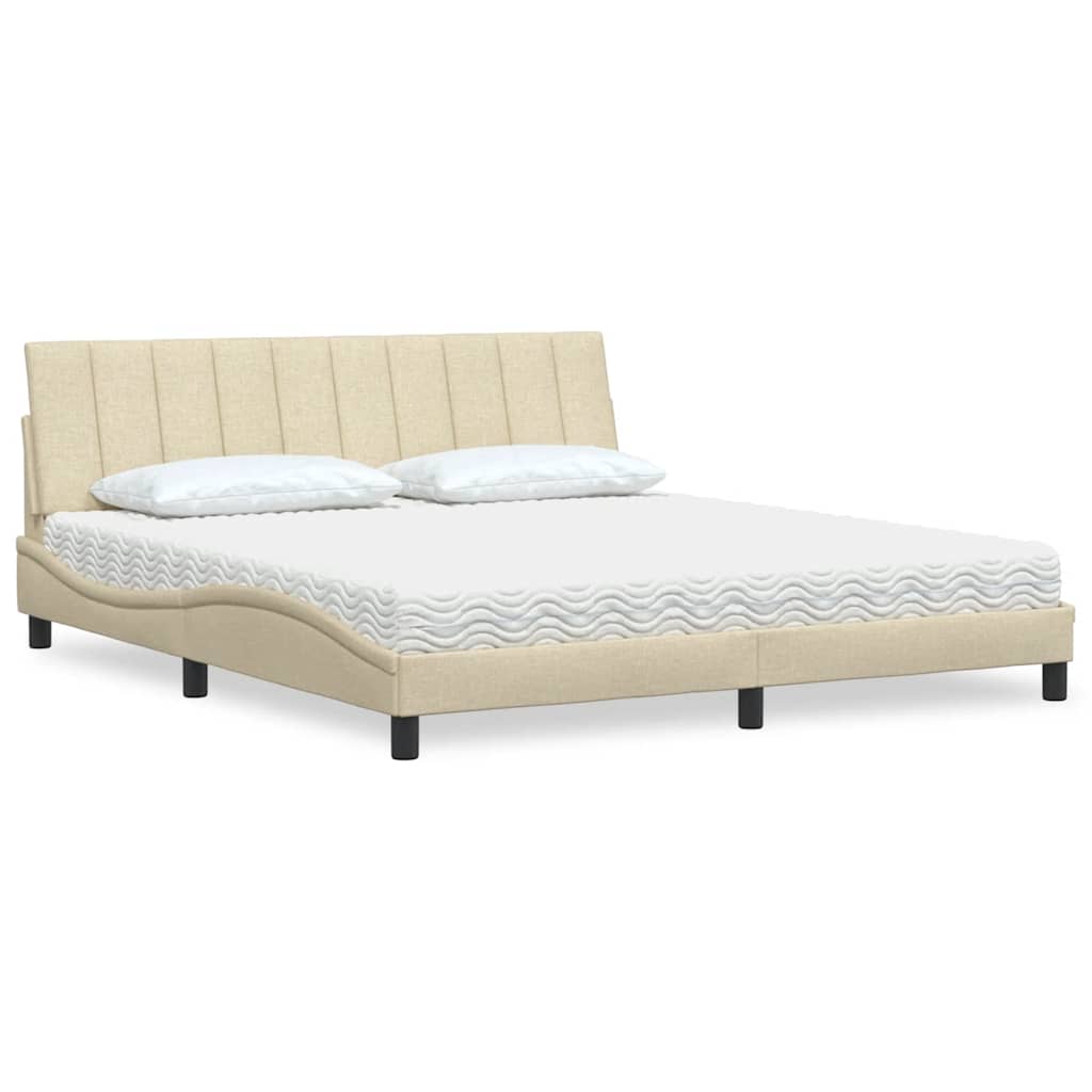 Bed Met Matras Stof Kleurig 180 x 200 cm Crème