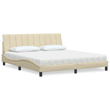 Bed Met Matras Stof Kleurig 180 x 200 cm Crème