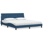 Bed met matras 180x200 cm blauw stof