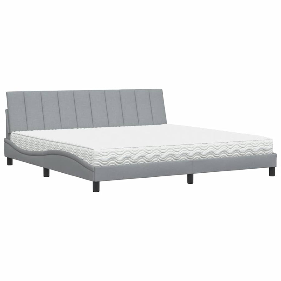 Bed met matras "Hanko" stof lichtgrijs 200x200 cm