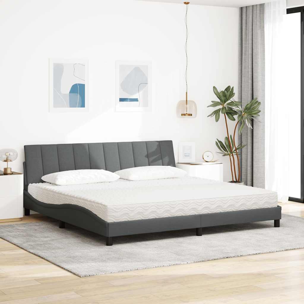 Bed met matras "Hanko" stof lichtgrijs 200x200 cm