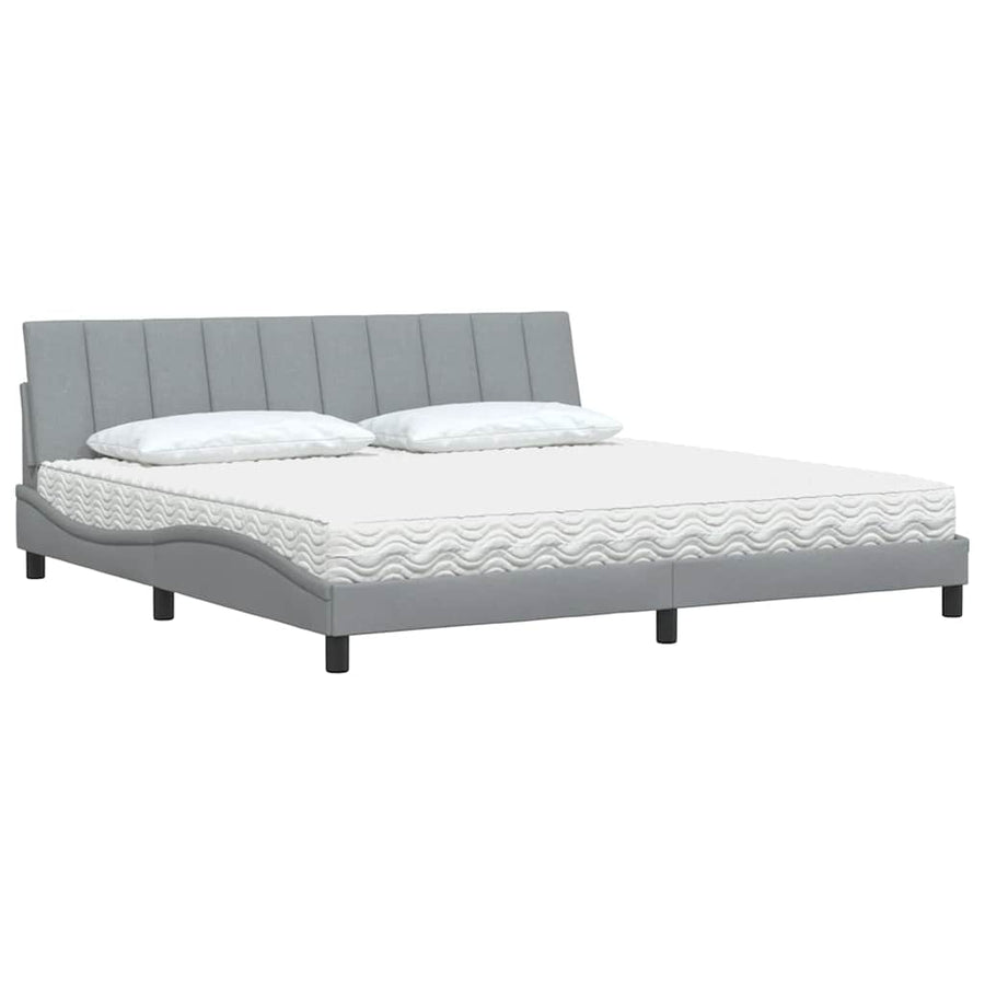 Bed met matras "Hanko" stof lichtgrijs 200x200 cm