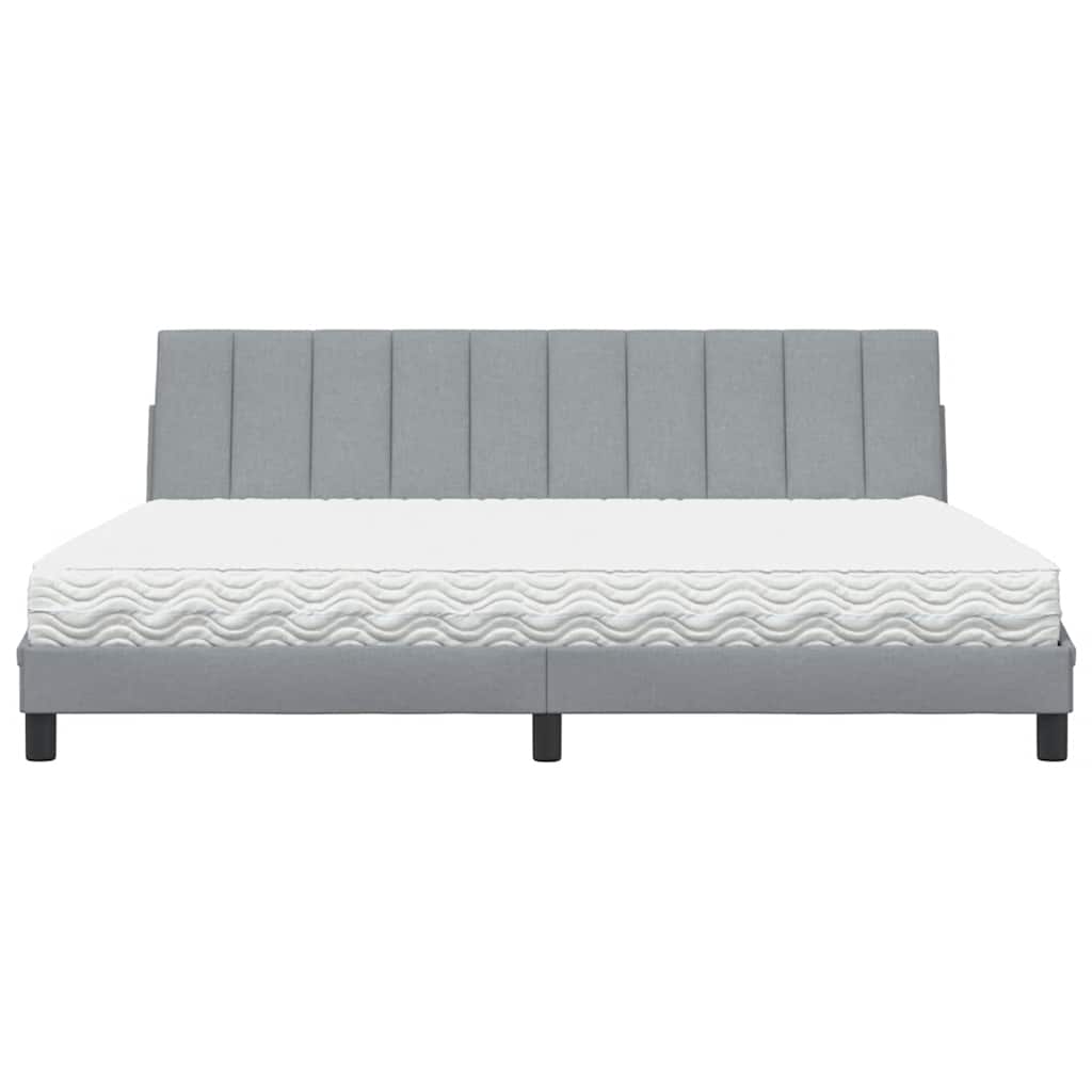 Bed met matras "Hanko" stof lichtgrijs 200x200 cm
