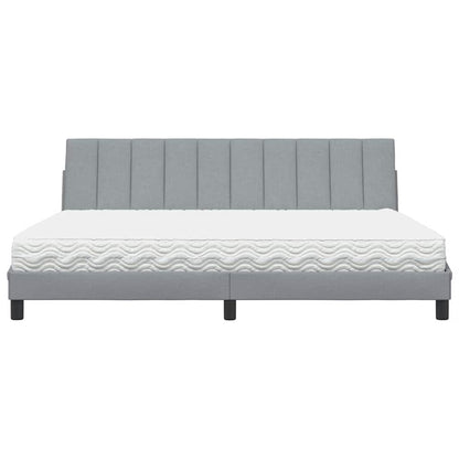 Bed met matras "Hanko" stof lichtgrijs 200x200 cm