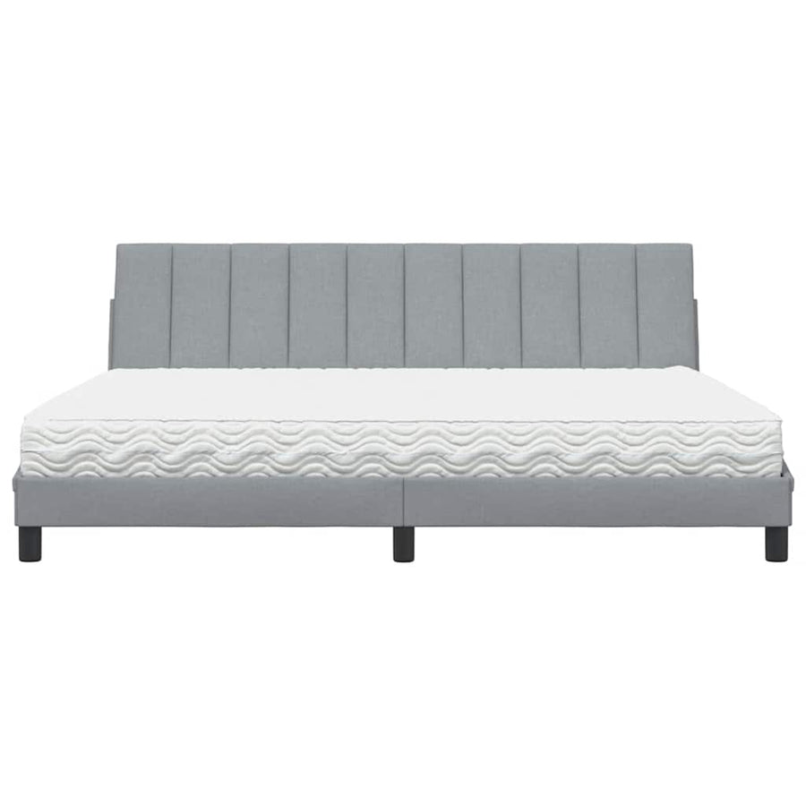 Bed met matras "Hanko" stof lichtgrijs 200x200 cm