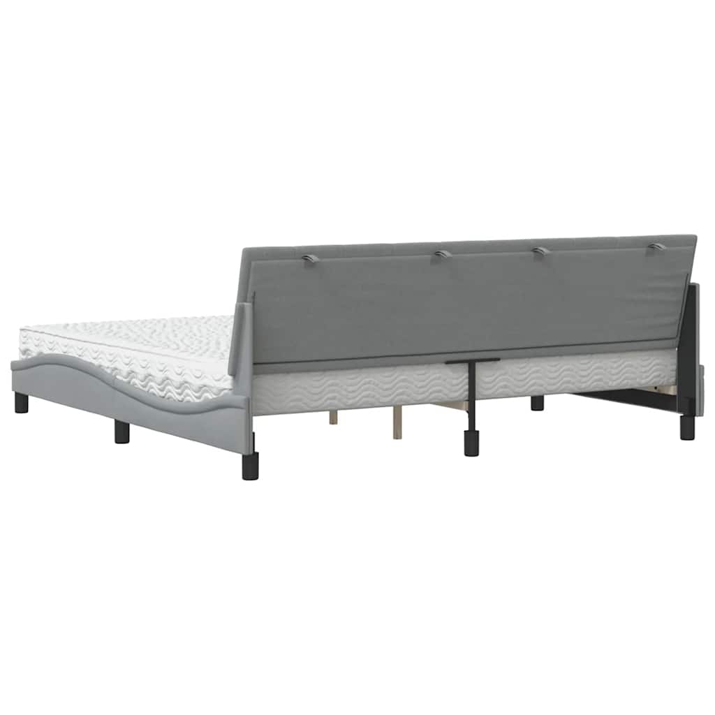Bed met matras "Hanko" stof lichtgrijs 200x200 cm