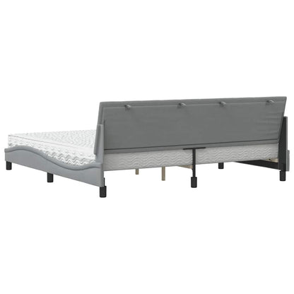 Bed met matras "Hanko" stof lichtgrijs 200x200 cm