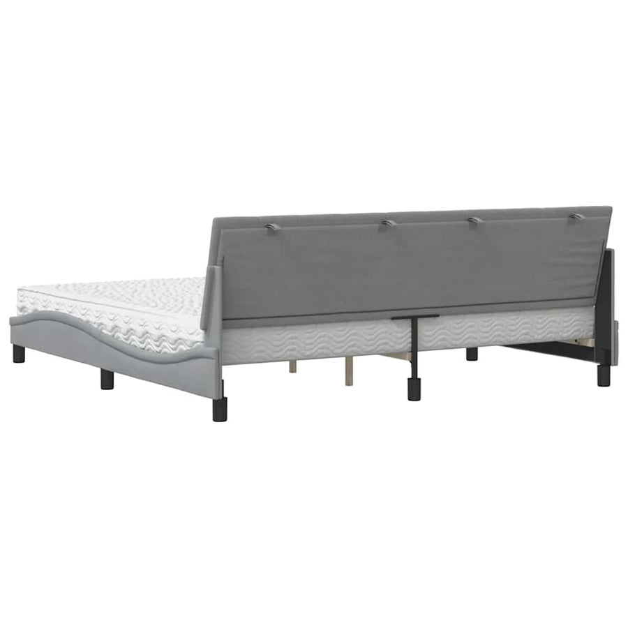 Bed met matras "Hanko" stof lichtgrijs 200x200 cm