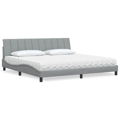 Bed met matras "Hanko" stof lichtgrijs 200x200 cm