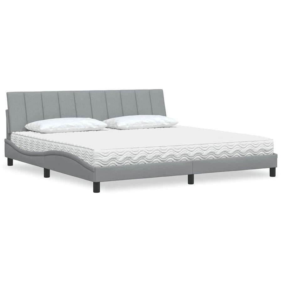 Bed met matras "Hanko" stof lichtgrijs 200x200 cm