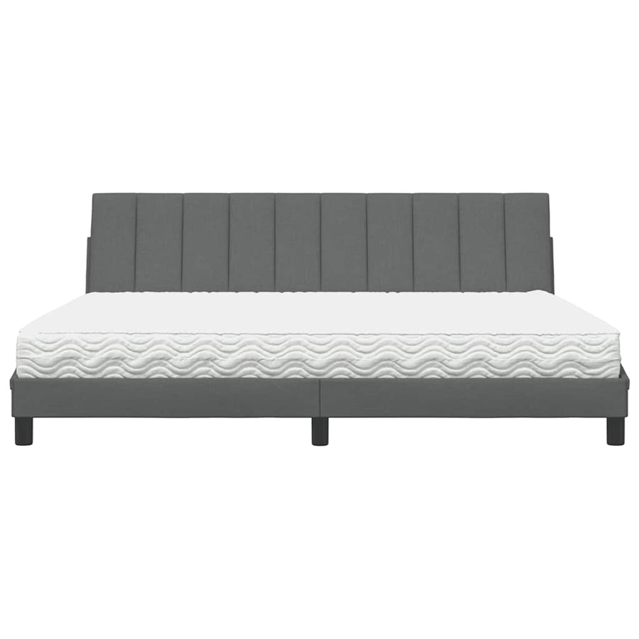 Bed met matras stof donkergrijs 200x200 cm