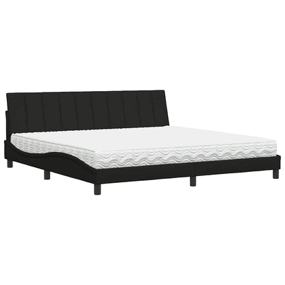 Bed met matras "Hanko" stof zwart 200x200 cm
