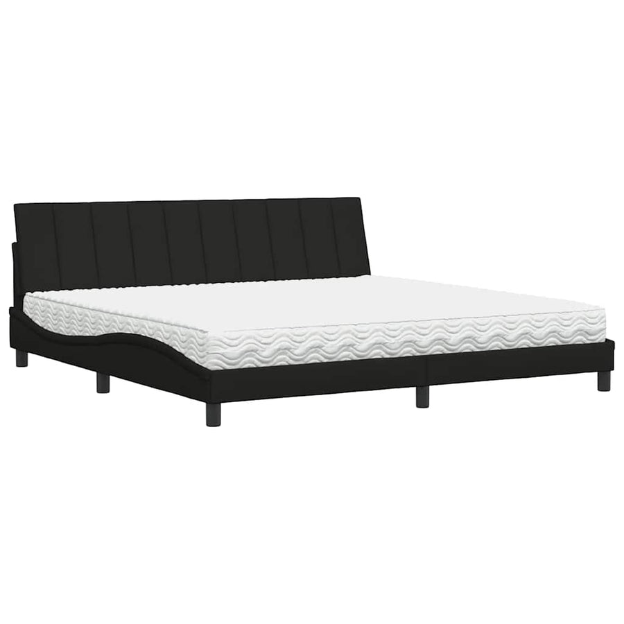Bed met matras "Hanko" stof zwart 200x200 cm